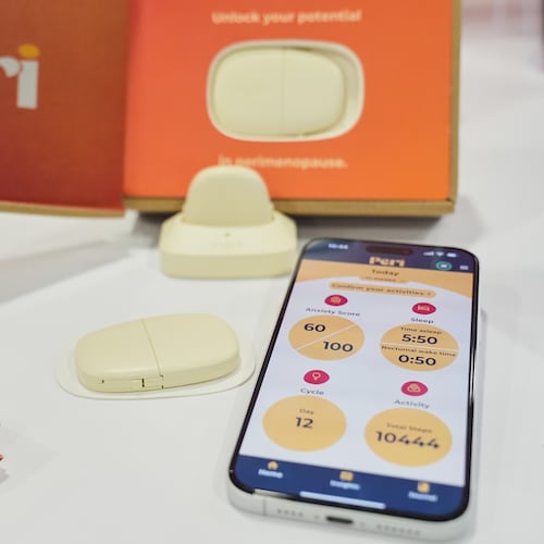 A Peri device is seen on display during the CES tech show Wednesday, Jan. 7, 2026, in Las Vegas. (AP Photo/Abbie Parr)