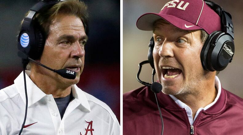 Alabama head coach Nick Saban and Florida State coach Jimbo Fisher will open the season in Atlanta.