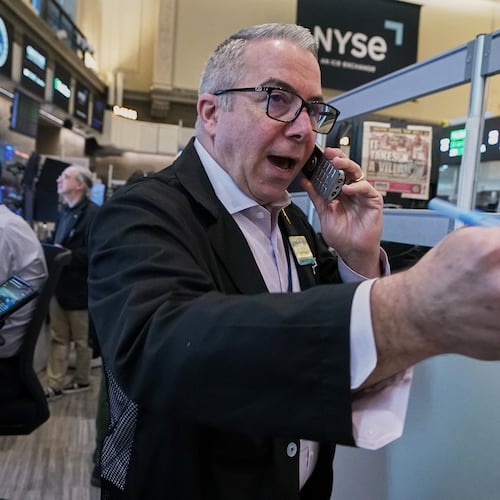 Options trader Joseph D'Arrigo works on the floor of the New York Stock Exchange, Tuesday, June 16, 2026. (AP Photo/Richard Drew)
