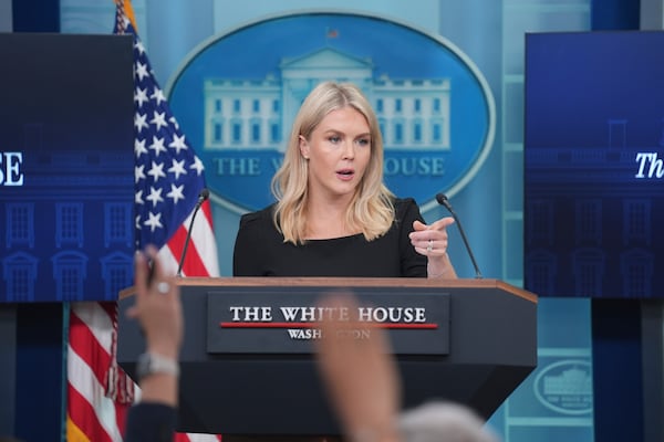 White House press secretary Karoline Leavitt speaks during a press briefing at the White House, Thursday, June 19, 2025, in Washington. (AP Photo/Evan Vucci)