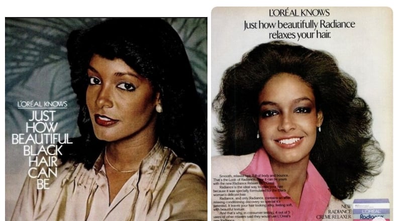 Historical L’Oréal ads are featured in litigation against companies that made and sold chemical hair relaxer products typically marketed to Black women and girls. The companies deny claims by thousands of women nationwide that they failed to warn consumers about the associated risks of health problems, including cancer. (Images courtesy of DiCello Levitt LLP)