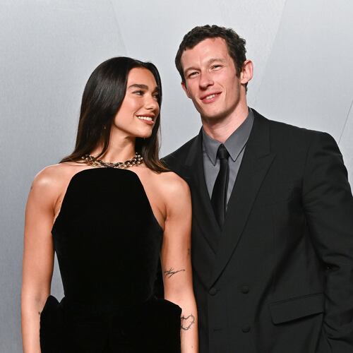 FILE - Dua Lipa, left, and Callum Turner arrive at the Vanity Fair Oscar Party on Sunday, March 15, 2026, at the Los Angeles County Museum of Art in Los Angeles. (Photo by Evan Agostini/Invision/AP, File)