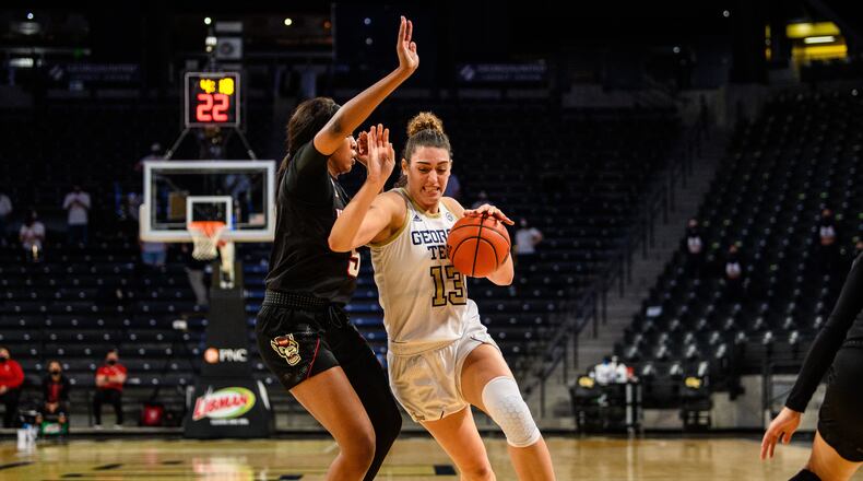 Georgia Tech forward Lorela Cubaj. (Danny Karnik/Georgia Tech Athletics)