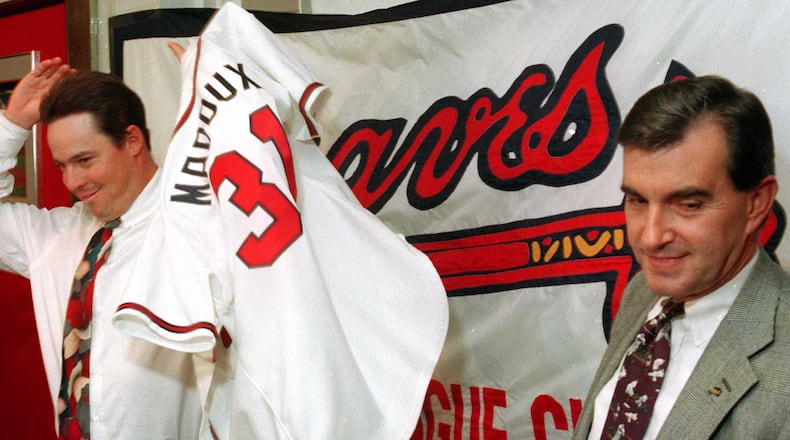 Greg Maddux went 20-10 in his first season with the Braves in 1993. AJC file photo