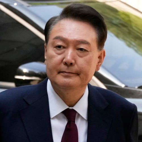 South Korea's ousted former President Yoon Suk Yeol arrives to attend his trial at the Seoul Central District Court in Seoul, South Korea, May 12, 2025. (AP Photo/Ahn Young-joon, Pool, File)