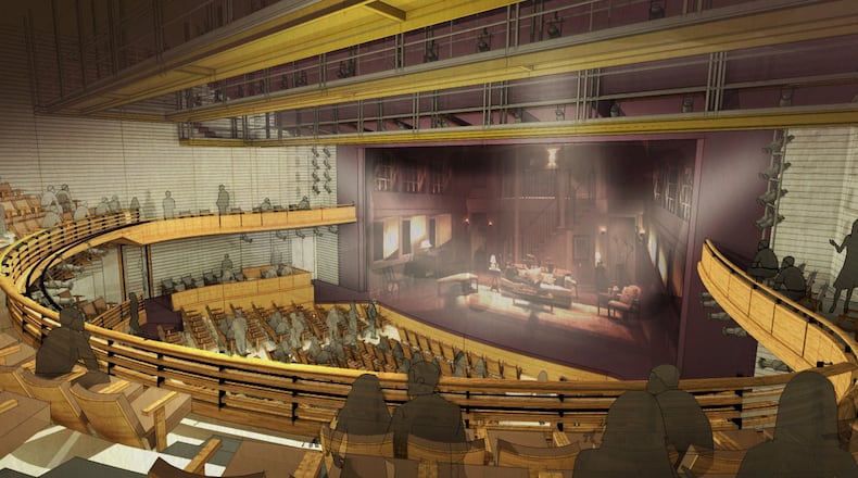 A conceptual drawing of the Alliance Theatre auditorium after the planned renovation.