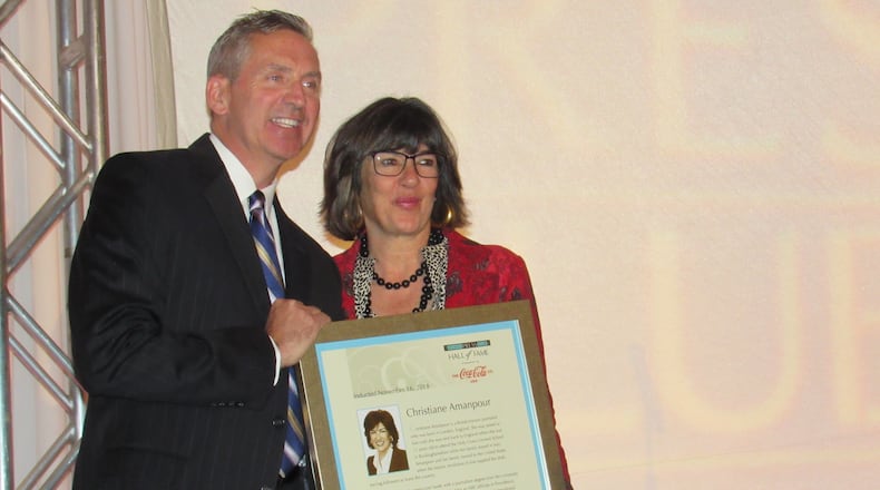 Eason Jordan, who helped launch CNN, introduced Christiane Amanpour. CREDIT: Rodney Ho/rho@ajc.com