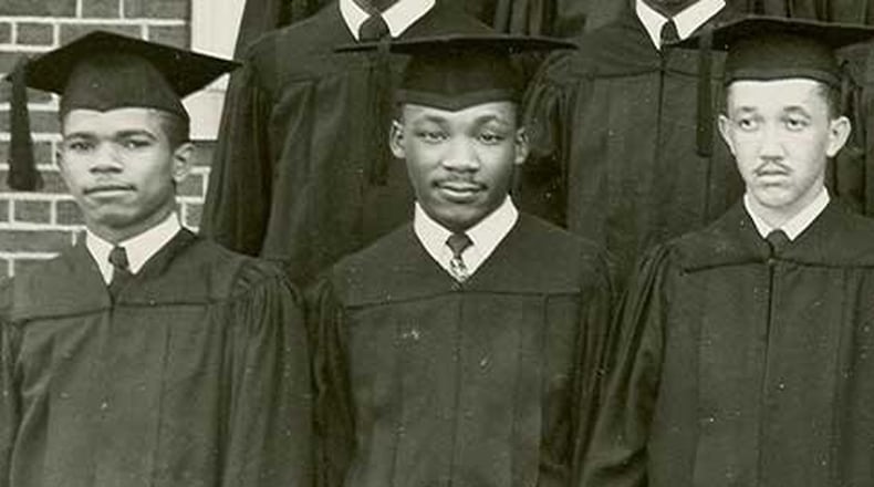 The Rev. Dr. Martin Luther King Jr., dressed in a cap and gown. King graduated from Morehouse College in 1948 with a bachelor’s of arts degree in sociology.