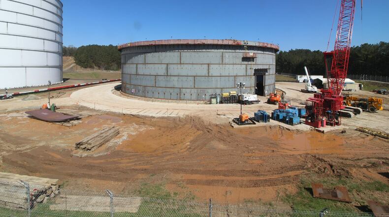 A photo shows the expansion currently underway at Atlanta Gas Light's Cherokee County liquified natural gas (LNG) storage site. Once completed, it will be the company's largest LNG facility. SPECIAL to the AJC