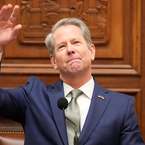 Gov. Brian Kemp speaks during the State of the State, Thursday, Jan. 15, 2026, in Atlanta. (AP Photo/Brynn Anderson)