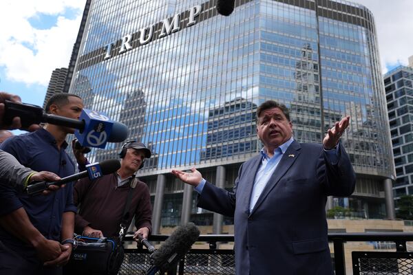 Democratic Illinois Governor JB Pritzker spoke at a news conference in a Chicago water taxi earlier this year.