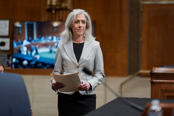 Susan Monarez, President Donald Trump's nominee to be director of the Centers for Disease Control and Prevention, arrives to testify before the Senate HELP Committee, at the Capitol in Washington, Wednesday, June 25, 2025. (AP Photo/J. Scott Applewhite)