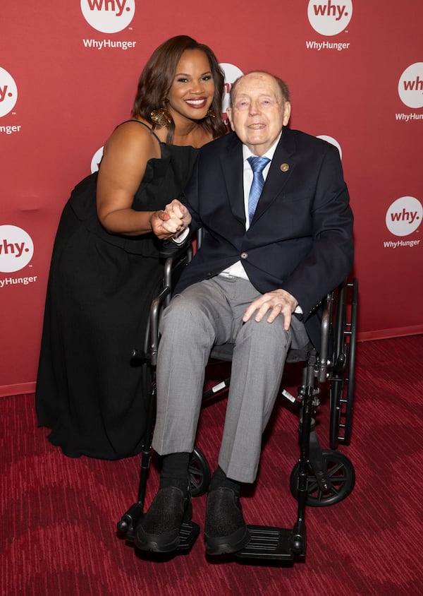 Laura Coates, left, and Bill Ayres attend the WhyHunger 50th Anniversary Chapin Awards Gala at Jazz at Lincoln Center's Frederick P. Rose Hall on Wednesday, June 4, 2025, in New York. (Photo by CJ Rivera/Invision/AP)