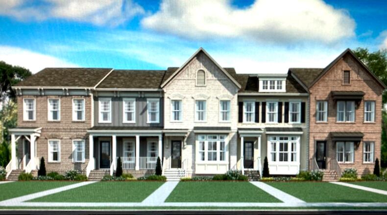 Two- and three-story townhouses, with garages, will be part of a new Fayetteville development. Courtesy City of Fayetteville