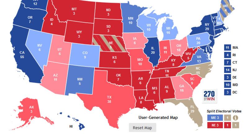 One version of the potential outcome in Tuesday's presidential election. FILE PHOTO