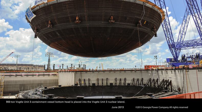 Georgia Power told state regulators it is suspending a $99 million preliminary study for a new nuclear plant near Columbus. News of financial troubles have surfaced in recent weeks at a key contractor building new reactors at Plant Vogtle, shown here in a 2013 photo. Photo: Georgia Power.