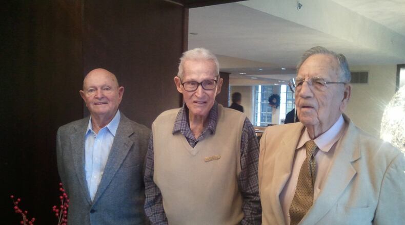 Atlanta firefighters R. B. Sprayberry, Rick Roberts, and James Smith responded to the Winecoff Hotel fire on Dec. 7, 1946.