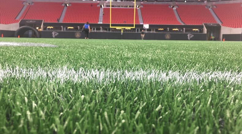 The turf at Mercedes-Benz Stadium.