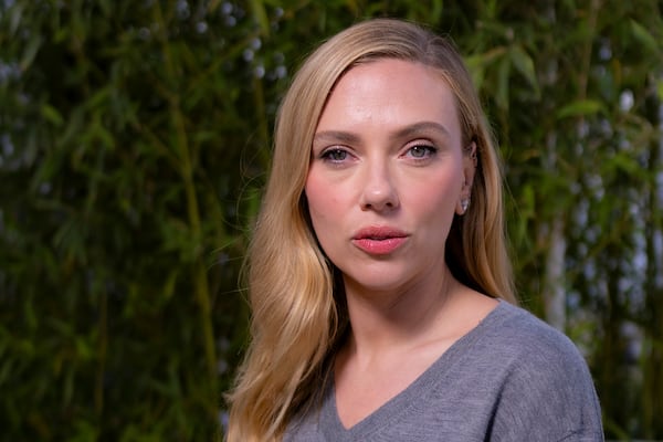 Director Scarlett Johansson poses for a portrait photograph for the film 'Eleanor the Great' at the 78th international film festival, Cannes, southern France, Wednesday, May 21, 2025. (Photo by Joel C Ryan/Invision/AP)