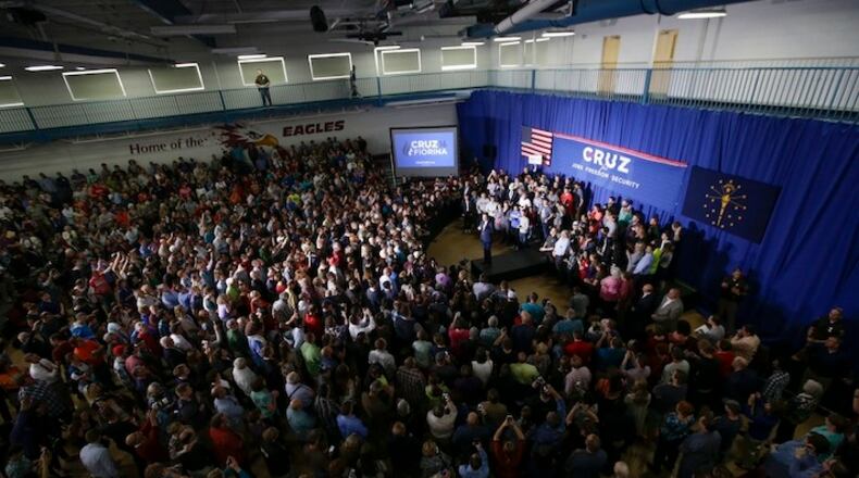 Republican presidential candidate, Sen. Ted Cruz, R-Texas, speaks during a campaign rally in Lafayette, Ind., Sunday, May 1, 2016. (AP Photo/AJ Mast)