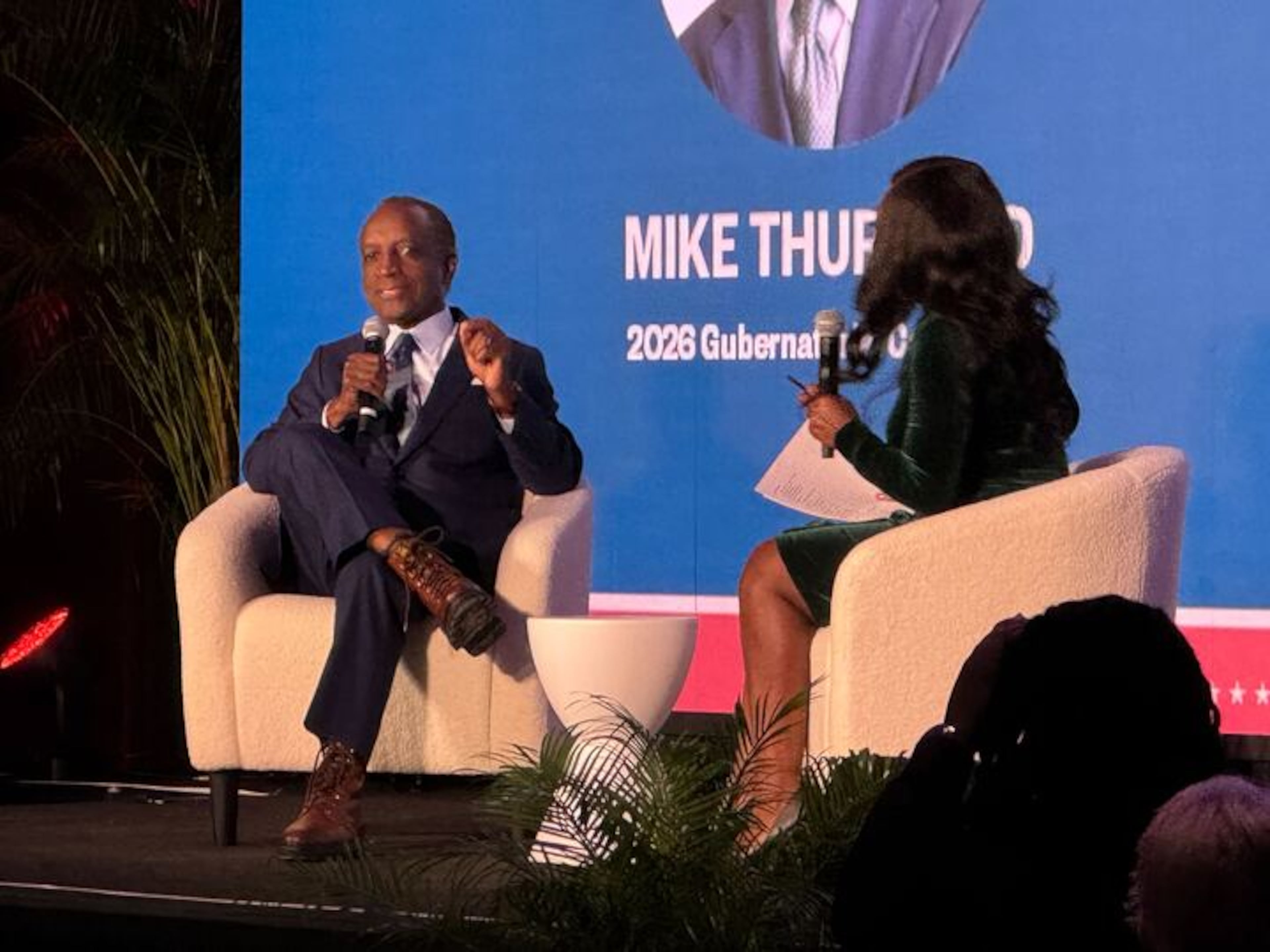 Democratic gubernatorial candidate Michael Thurmond spoke to the AJC's Tia Mitchell during a Politically Georgia event in Atlanta earlier this month. (Adam Beam/AJC)
