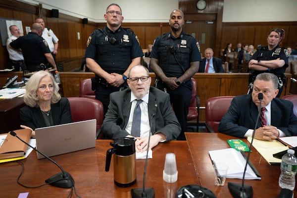 Harvey Weinstein appears in state court in Manhattan in New York, Thursday, May 15, 2025. (Steven Hirsch/New York Post via AP, Pool)