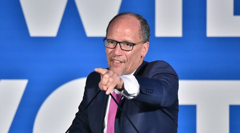 Democratic National Committee Chairman Tom Perez, shown at the party’s IWillVote Gala in June in Atlanta, often describes Georgia as “on the brink of turning blue.” But Georgia Democrats have expressed concerns that the national party has yet to invest any resources in the state in preparation for the 2020 election. HYOSUB SHIN / HSHIN@AJC.COM