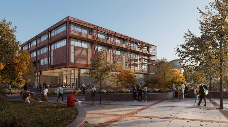 Spelman College will start construction on April 29, 2022 of a $86 million Center for Innovation and the Arts. This rendering shows what the center's exterior would look like. Spelman hopes to have the center open by 2024. Image Credit: Spelman College.
