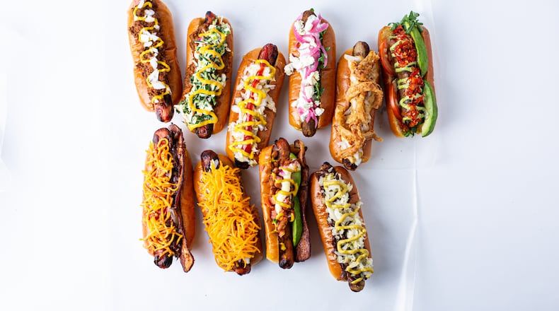 A variety of hot dogs from the menu of Hot Dog Pete's.