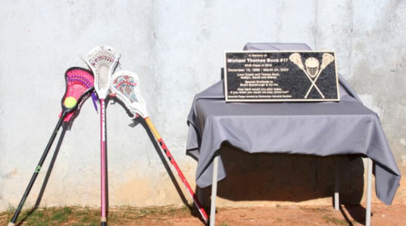 Whitewater High School has dedicated its lacrosse practice wall in memory of former student Michael Buck. Courtesy FCBOE