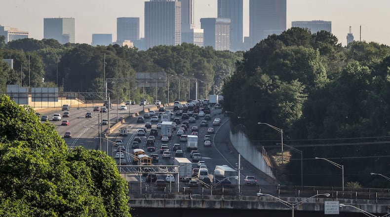 May 26, 2021 Atlanta: Traffic makes its way north towards downtown on the connector on Wednesday, May 26, 2021 in Atlanta. (John Spink / John.Spink@ajc.com)