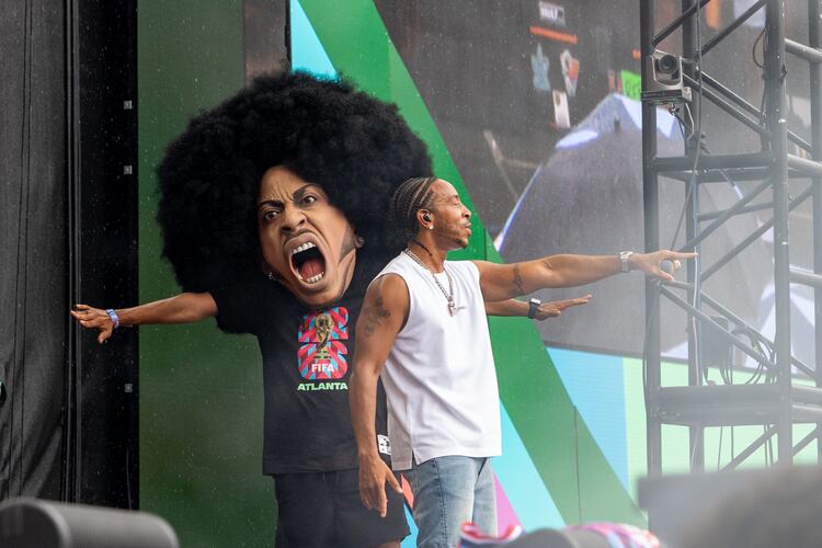 FIFA Fan Fest hosts Ludacris for a free performance before the semifinal soccer game between France and Spain on Tuesday, July 14, 2026 in Centennial Olympic Park. (Jenni Girtman for the AJC)