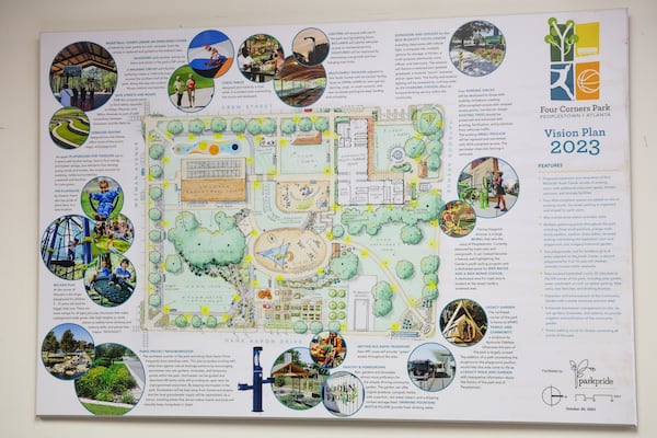 A vision plan for the future of Four Corners Park and the Rick McDevitt Youth Center in Atlanta on Monday, June 8, 2026. (Abbey Cutrer/AJC)