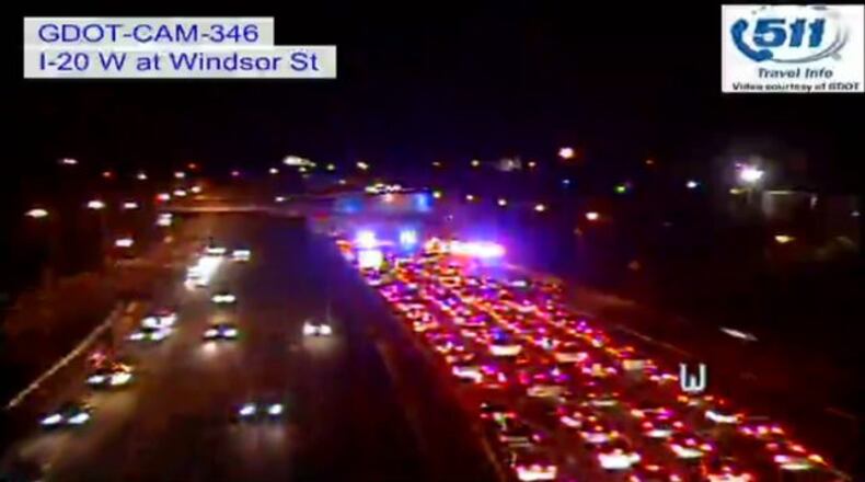 A man walking on I-20 westbound was struck and killed by three cars.