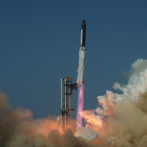 SpaceX's mega rocket Starship lifts off for a test flight from Starbase, Texas, Friday, July 24, 2026. (AP Photo/Eric Gay)