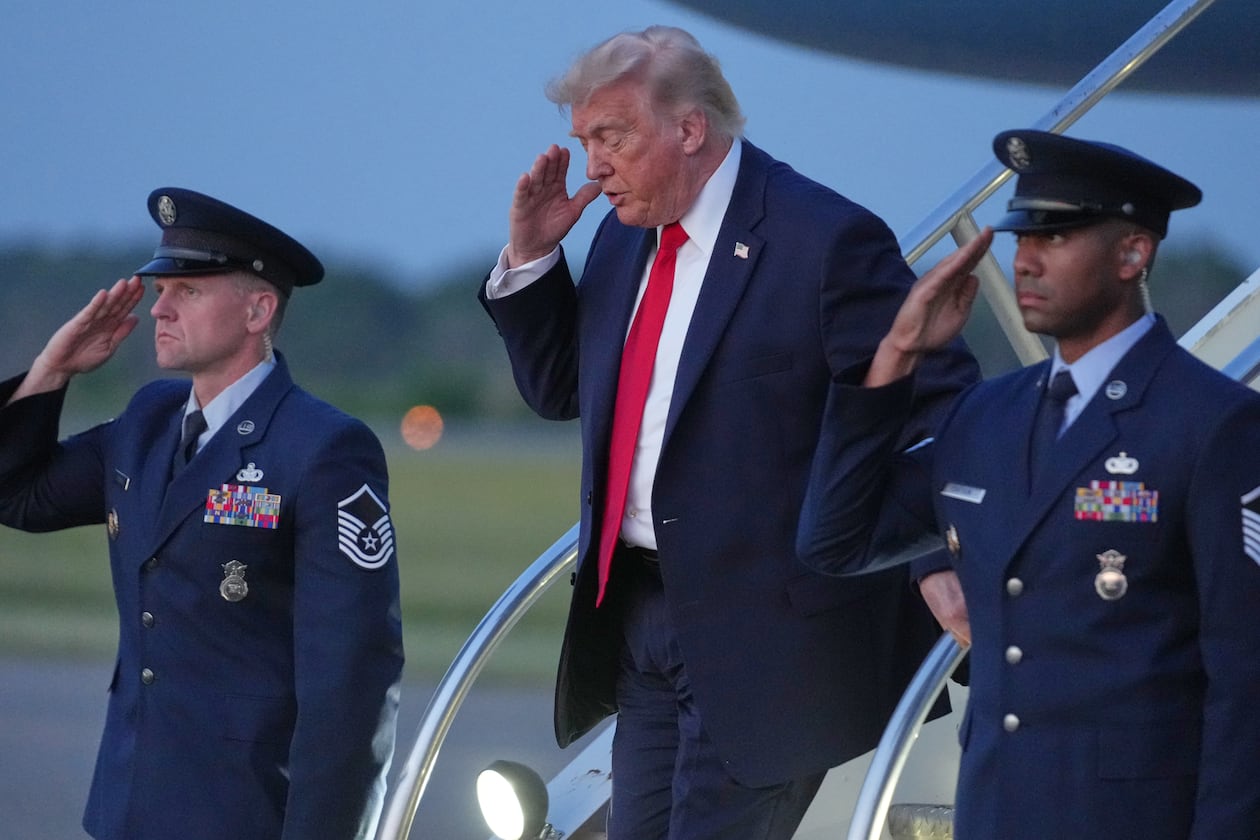 President Donald Trump arrives on Air Force One, Friday, June 5, 2026, at Morristown Airport in Morristown, N.J. (AP Photo/Mark Schiefelbein)