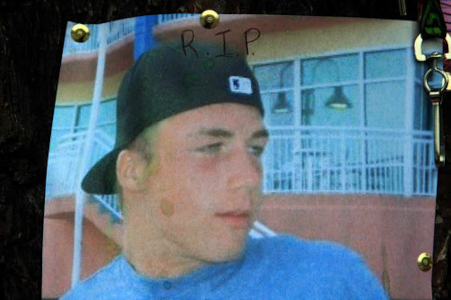 Roadside memorial for Garrett Reed, 16