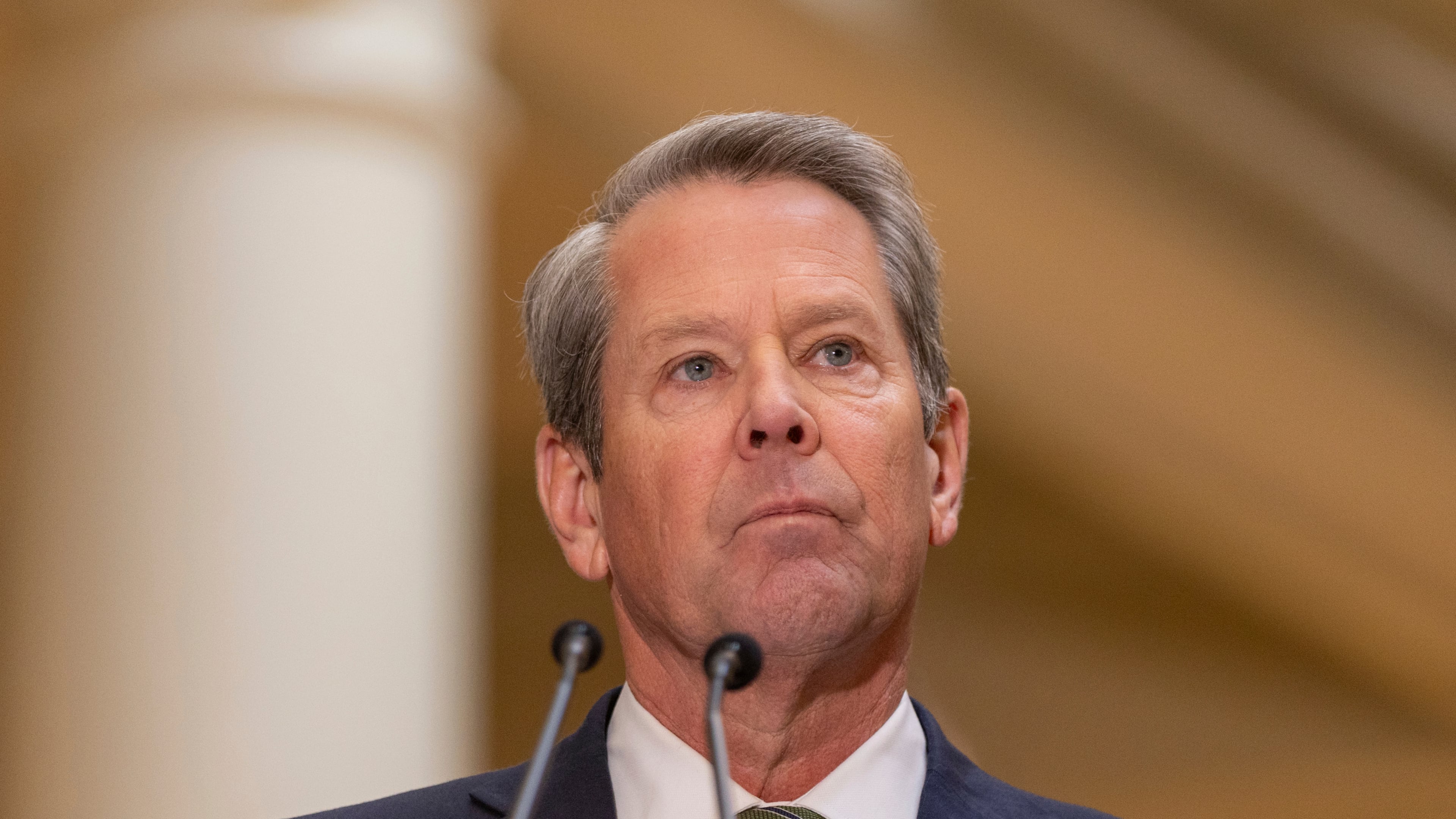 FILE - Gov. Brian Kemp speaks before signing the budget bill at the Capitol in Atlanta on Crossover Day, Thursday, March 6, 2025. (Arvin Temkar /Atlanta Journal-Constitution via AP, File)/Atlanta Journal-Constitution via AP)