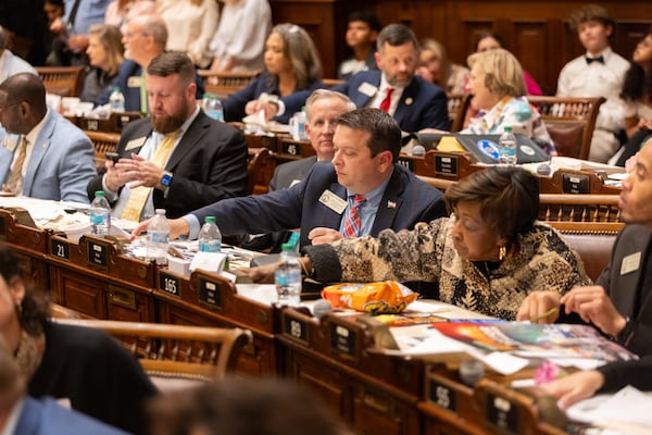 Representatives vote at the House of Representatives at the Capitol in Atlanta on Friday, April 4, 2025, the final day of the legislative session. (Arvin Temkar/AJC)