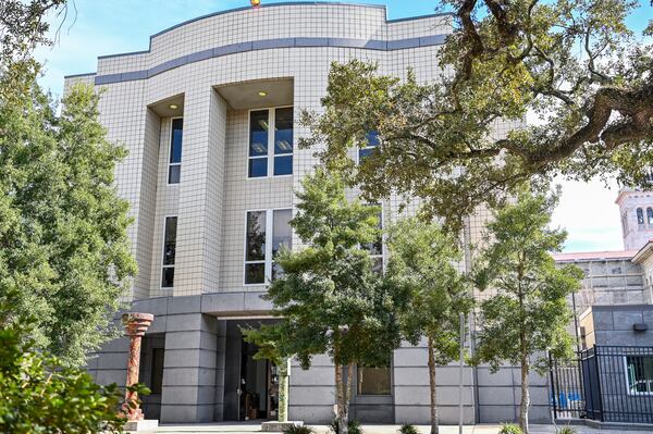 The Juliette Gordon Low Building A on Telfair Square in downtown Savannah is scheduled to be demolished this summer. (Sarah Peacock for the AJC)