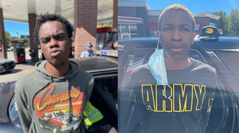 Chandler Richardson (left) and Kemare Bryan are both facing murder charges in the shooting death of 18-year-old Jefferson High School student Elijah DeWitt. They were arrested in Anderson County, South Carolina, according to Gwinnett County police.