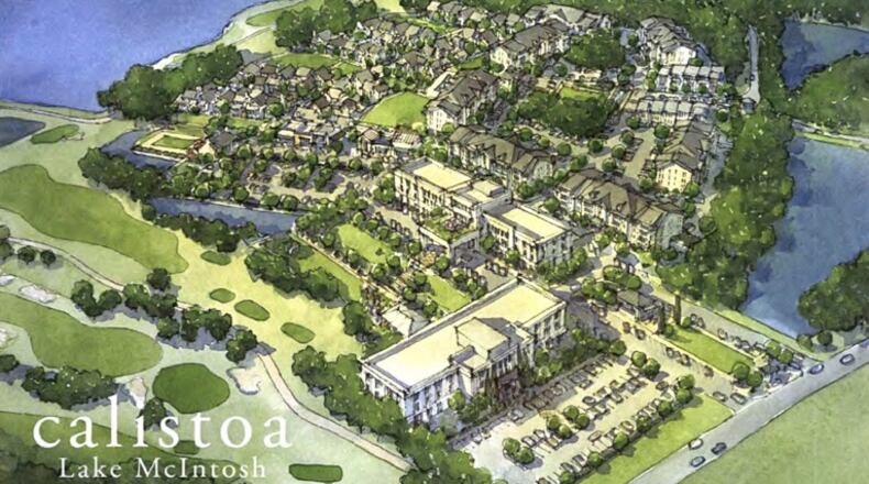 A developer plans to ask Peachtree City to rezone a site along Lake McIntosh for mixed-use development. Courtesy Peachtree City