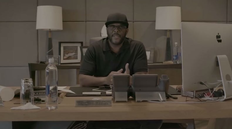 Television and film mogul Tyler Perry says he will donate to hurricane relief efforts and defended megachurch pastor Joel Osteen.