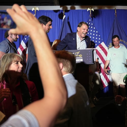 Republican congressional candidate Ed Gallrein speaks after winning the Republican party's nomination during an election night event Tuesday, May 19, 2026, in Covington, Ky. (AP Photo/Joshua A. Bickel)