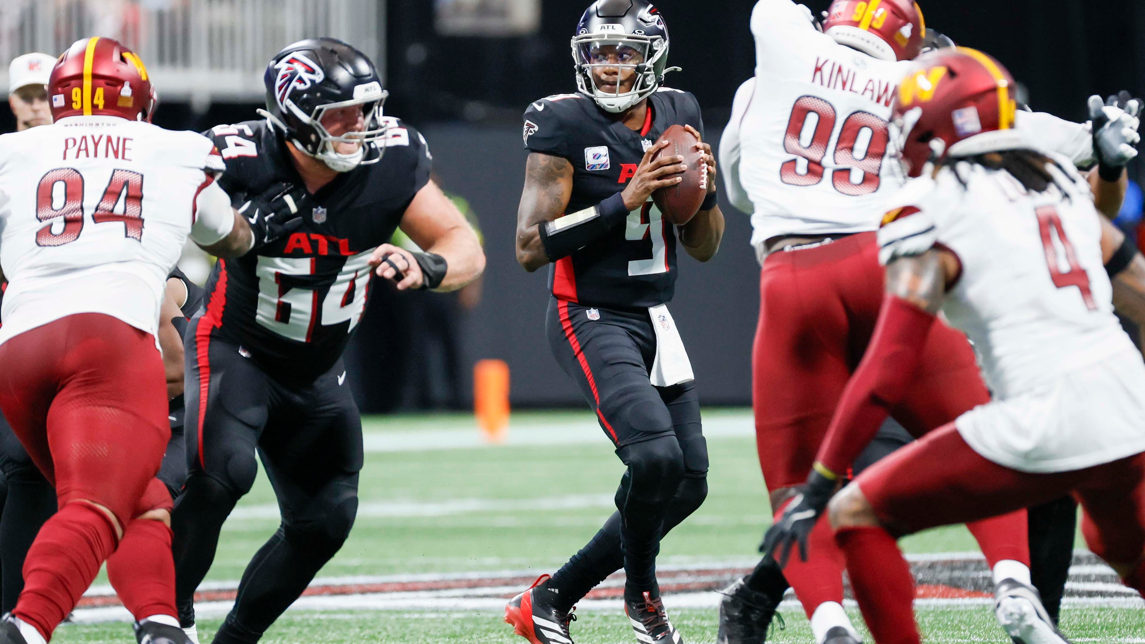 Michael Penix Jr. talked about preparing to face the Buffalo Bills on Monday night and what he expects to see. (Miguel Martinez/AJC)