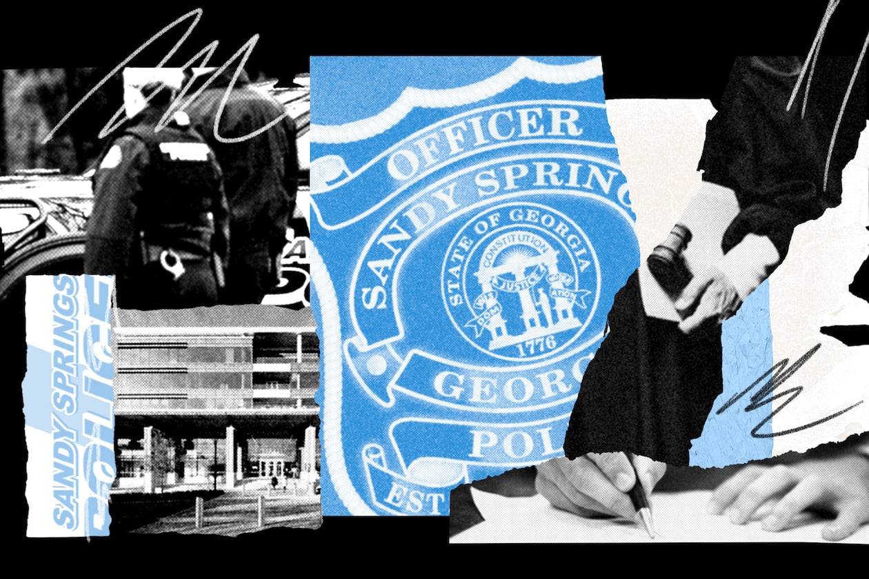 Appen Media sued Sandy Springs in May 2023, alleging the city refused to produce detailed police officer narratives in response to requests for incident reports made under the Georgia Open Records Act. (Photo Illustration: Chris Skinner for the AJC | Source: Ben Hendren/AJC, city of Sandy Springs, file)
