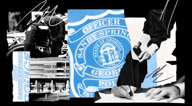 Appen Media sued Sandy Springs in May 2023, alleging the city refused to produce detailed police officer narratives in response to requests for incident reports made under the Georgia Open Records Act. (Photo Illustration: Chris Skinner for the AJC | Source: Ben Hendren/AJC, city of Sandy Springs, file)