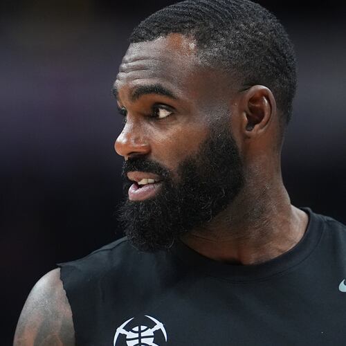 FILE - Denver Nuggets guard Tim Hardaway Jr. is seen in the first half of an NBA basketball game, March 27, 2026, in Denver. (AP Photo/David Zalubowski, File)