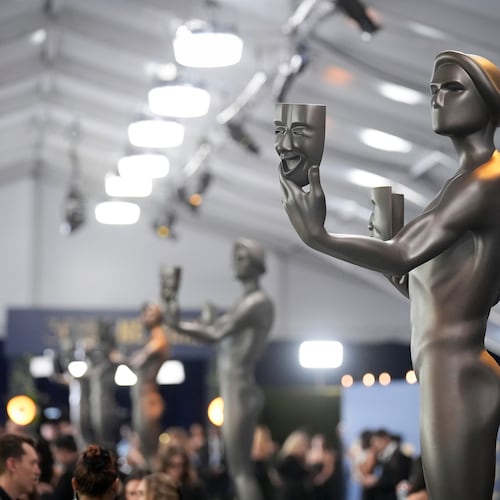 FILE - The Actor statue on display at the 30th annual Screen Actors Guild Awards on Feb. 24, 2024, at the Shrine Auditorium in Los Angeles. (AP Photo/Chris Pizzello, File)