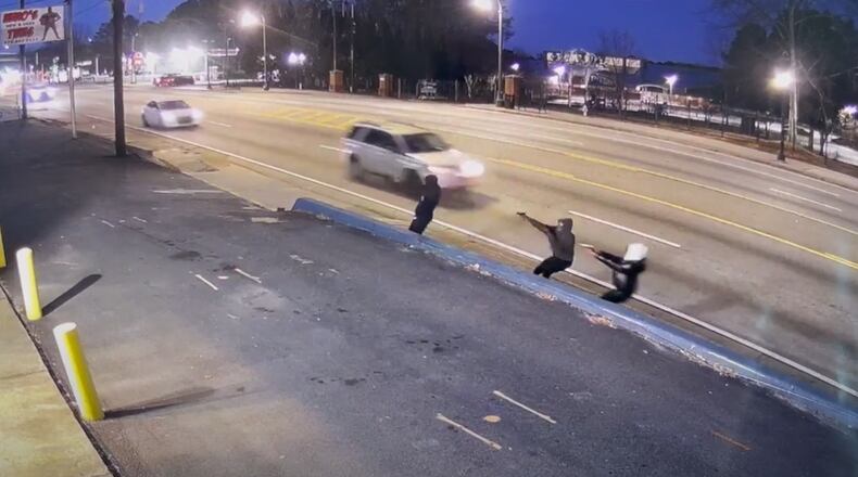 Atlanta police are searching for three suspects who were allegedly captured on video chasing and shooting an 11-year-old boy this month.